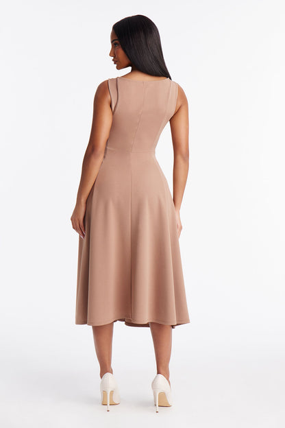 Sweet Sunday Knit Crepe Midi Dress - Taupe