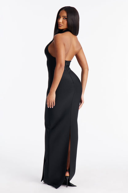 Lexi Draped Bandage Maxi Dress - Black