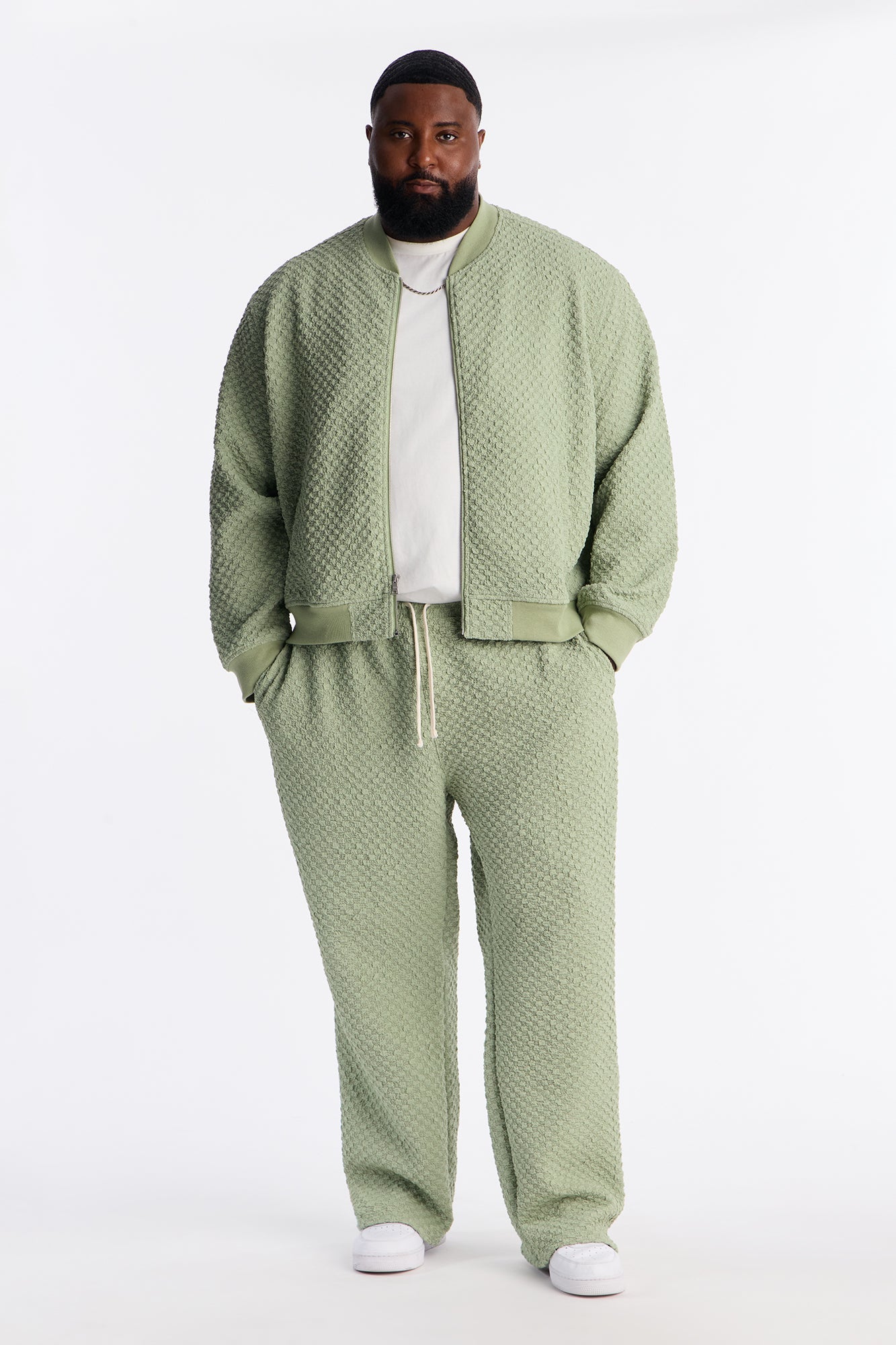 Soho Weave Bomber Jacket - Sage