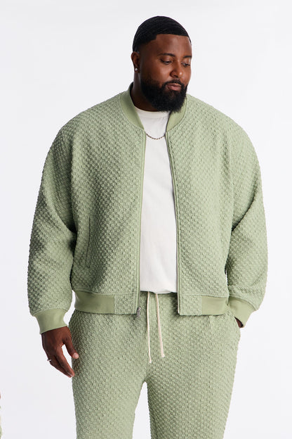Soho Weave Bomber Jacket - Sage