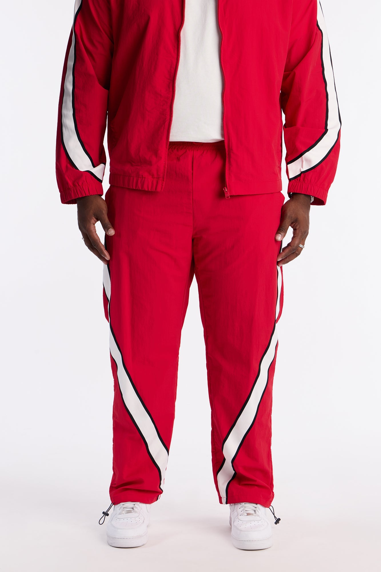 Straight Prep The Filed Color Block Nylon Pant - Red/combo