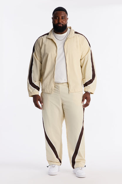 Prep The Field Color Block Windbreaker Jacket - Cream/combo