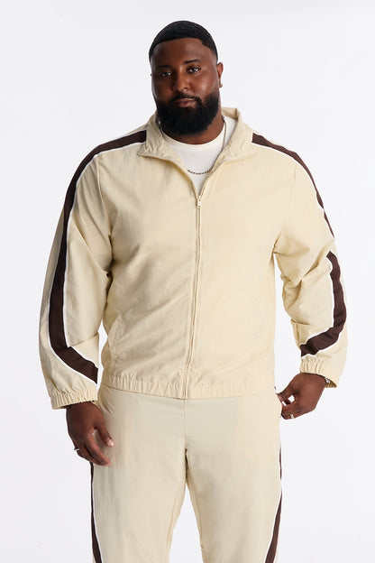 Prep The Field Color Block Windbreaker Jacket - Cream/combo
