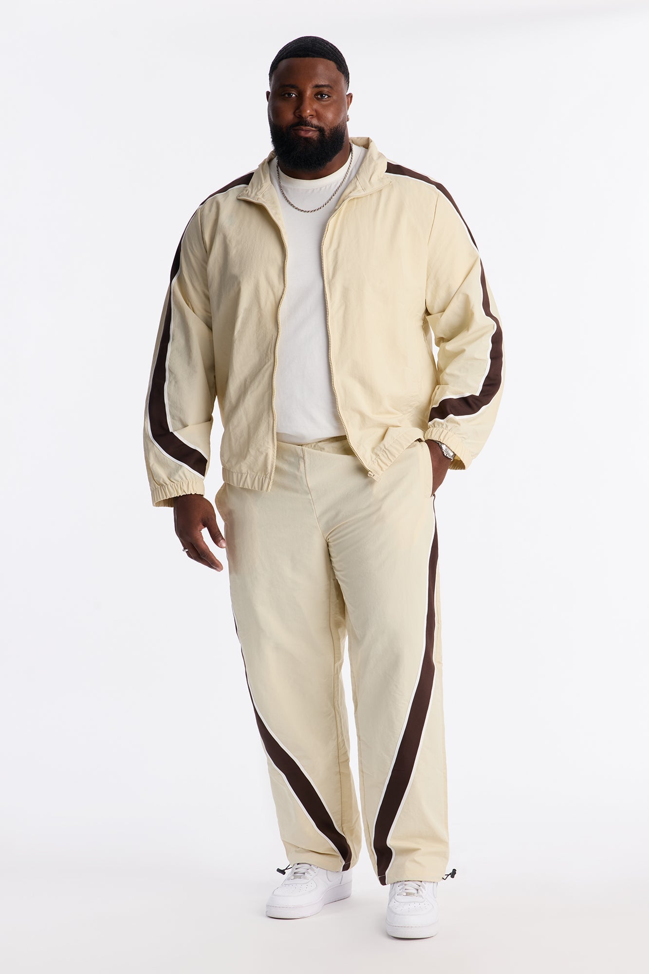 Straight Prep The Filed Color Block Nylon Pant - Cream/combo