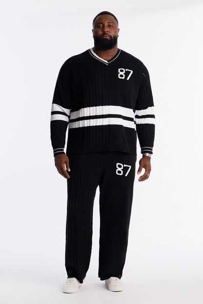 Preppy Life V Neck Sweater - Black/combo