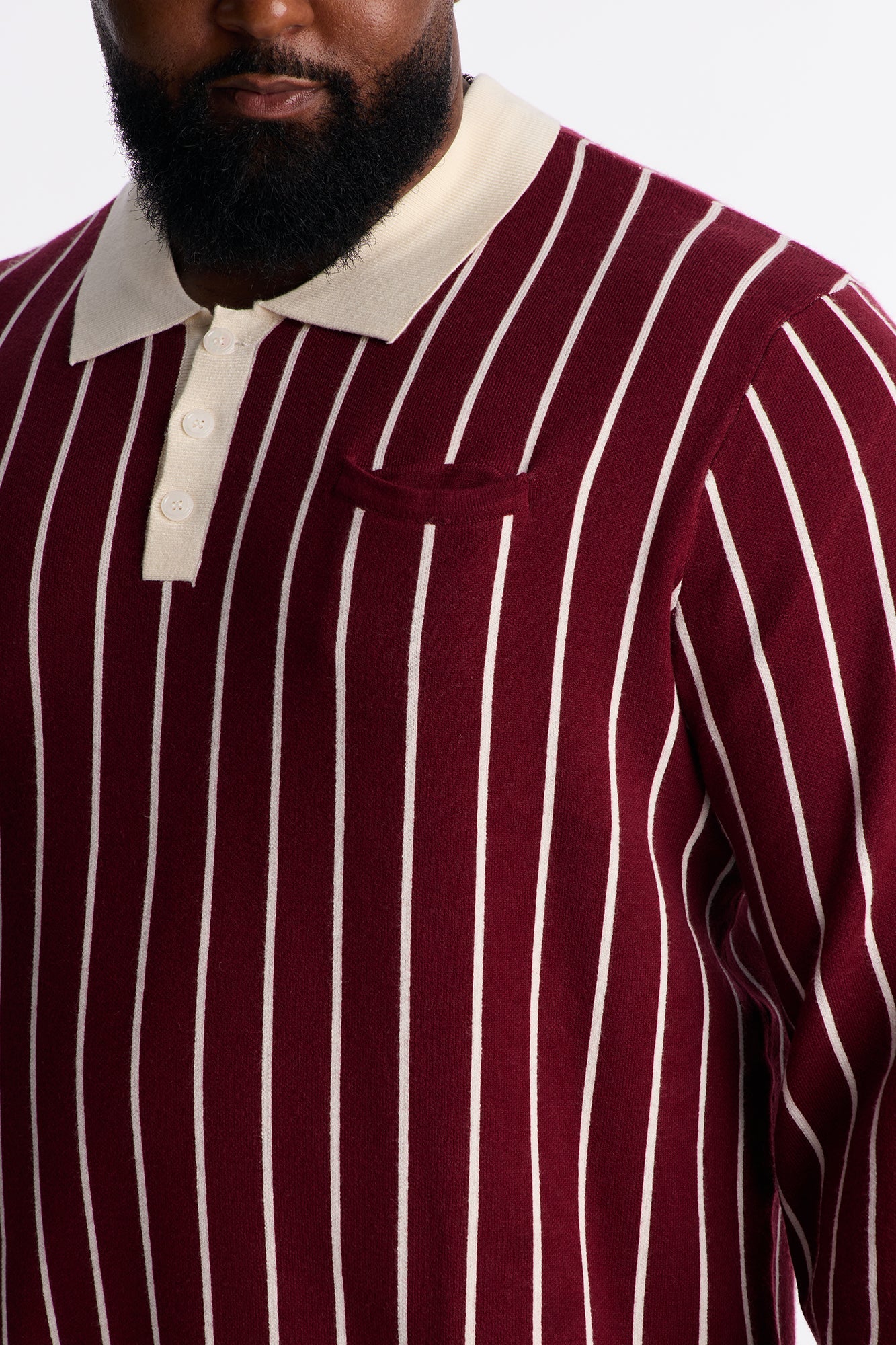 Pinstripe Posh Polo - Burgundy/combo