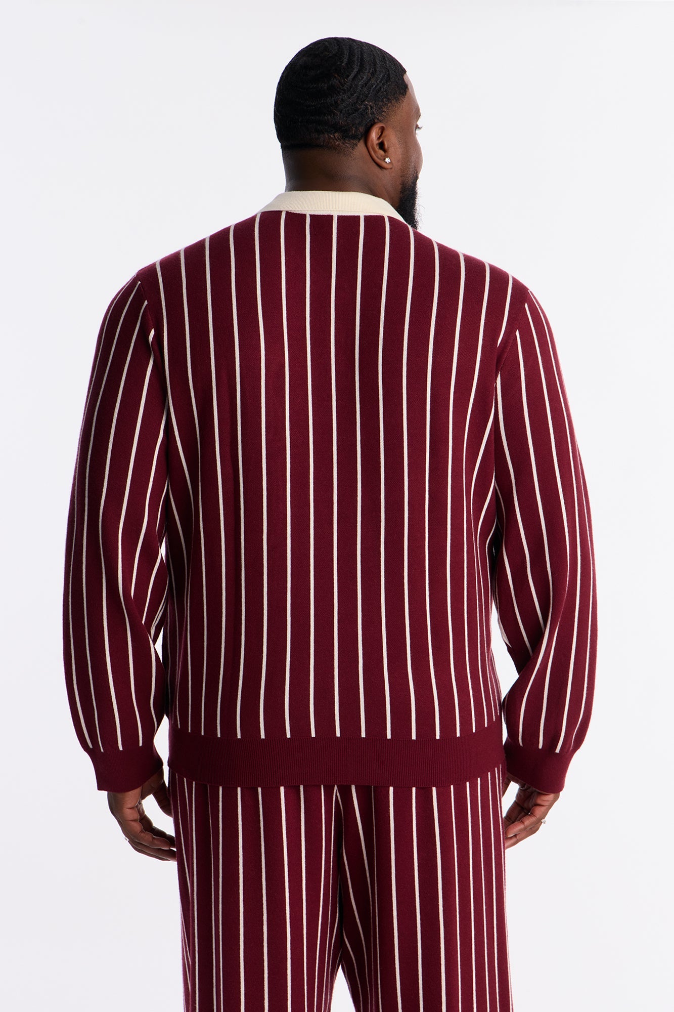 Pinstripe Posh Polo - Burgundy/combo