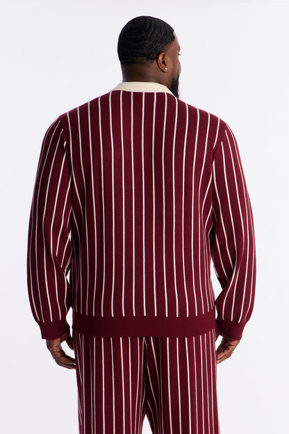 Pinstripe Posh Polo - Burgundy/combo