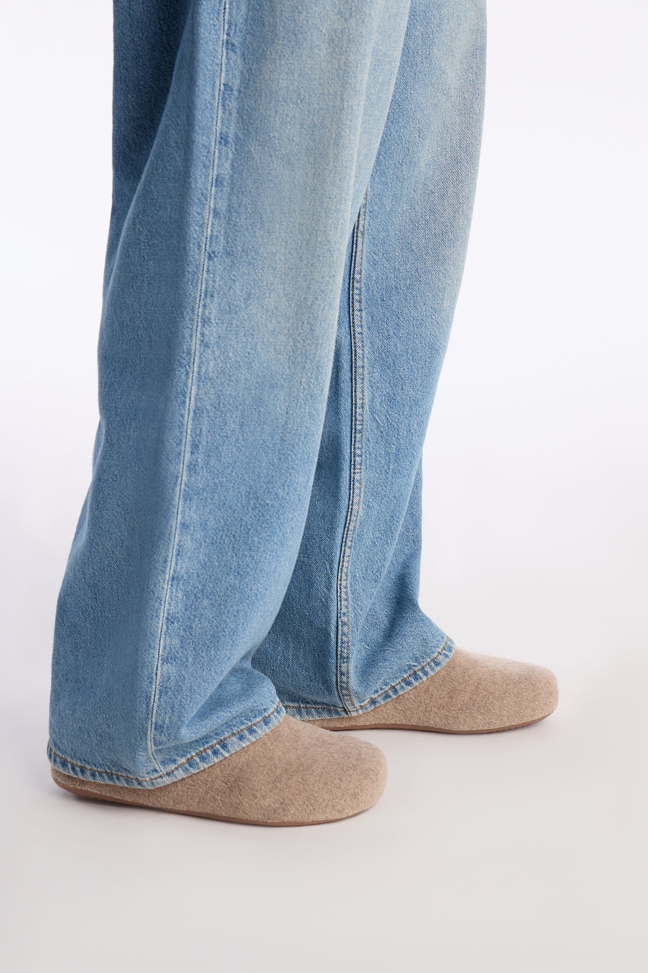 Brushed Texture Slip On Mule - Beige