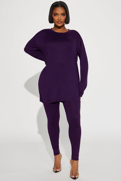 Weekend Vibes Long Sleeve Set - Eggplant