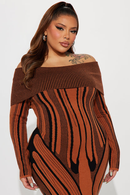 Alyssa Sweater Maxi Dress - Rust/combo