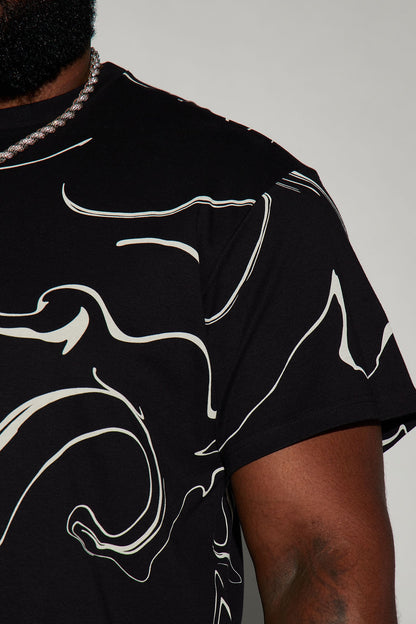 All In Marble Short Sleeve Tee - Black/combo