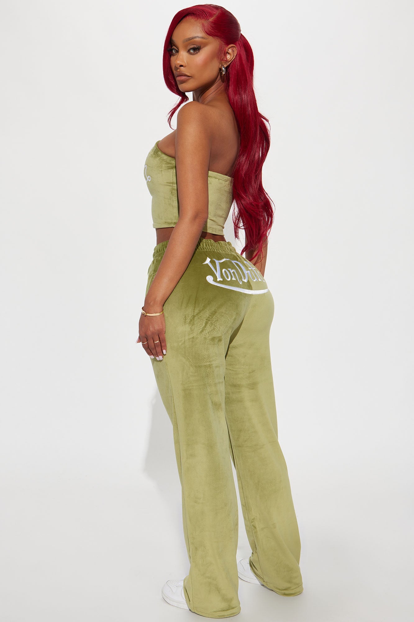 Von Dutch Velour Tube Top - Olive