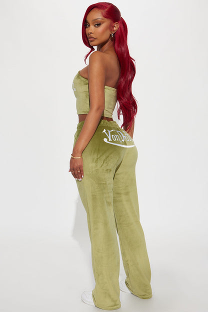 Von Dutch Velour Tube Top - Olive