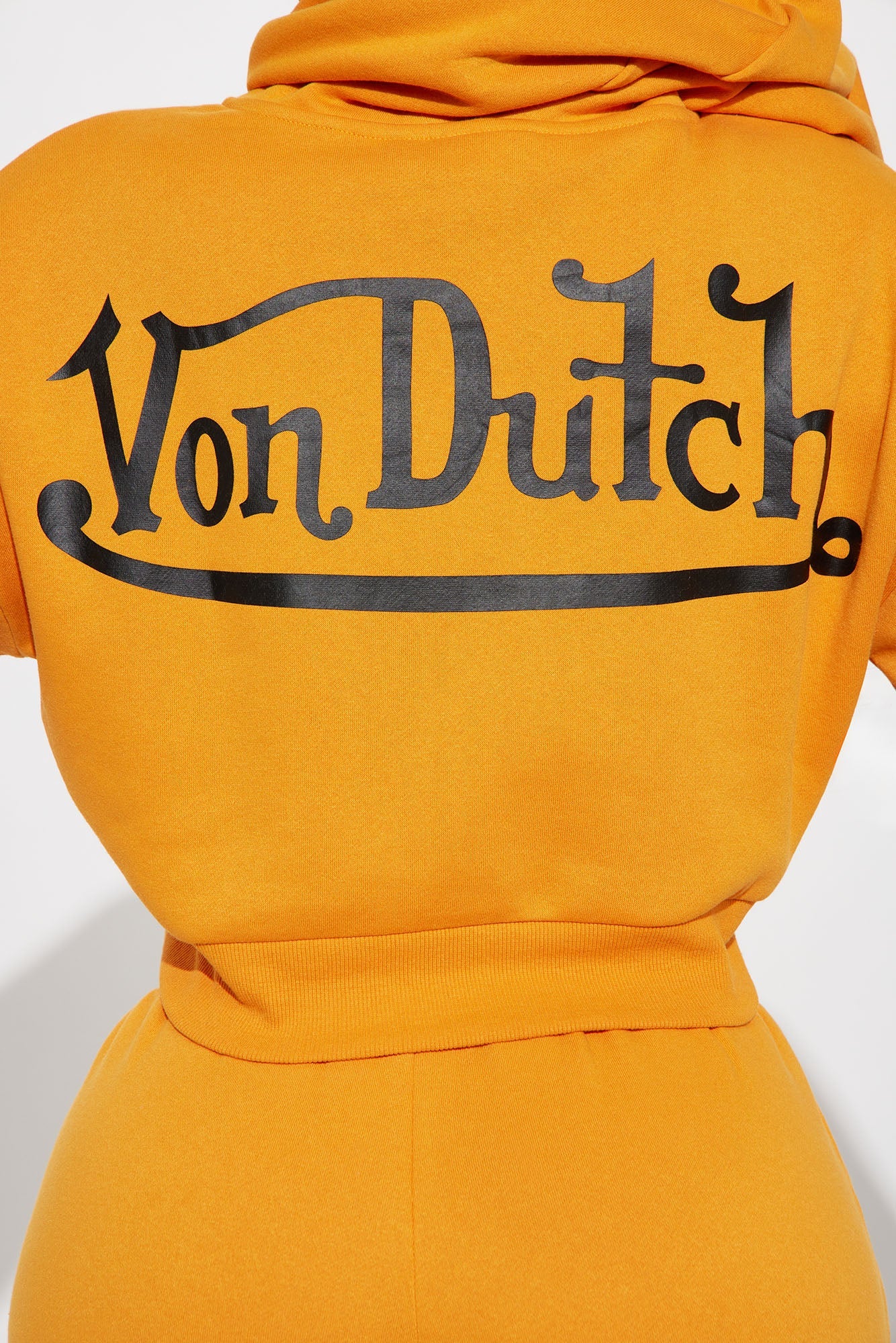 Von Dutch Embroidered Cropped Hoodie - Orange