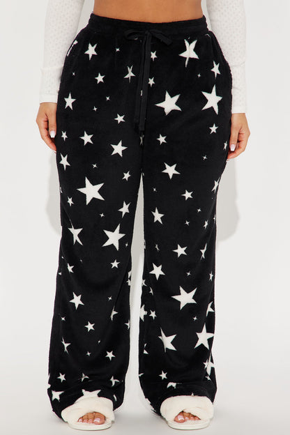Look At The Stars Plush PJ Pant - Black/White