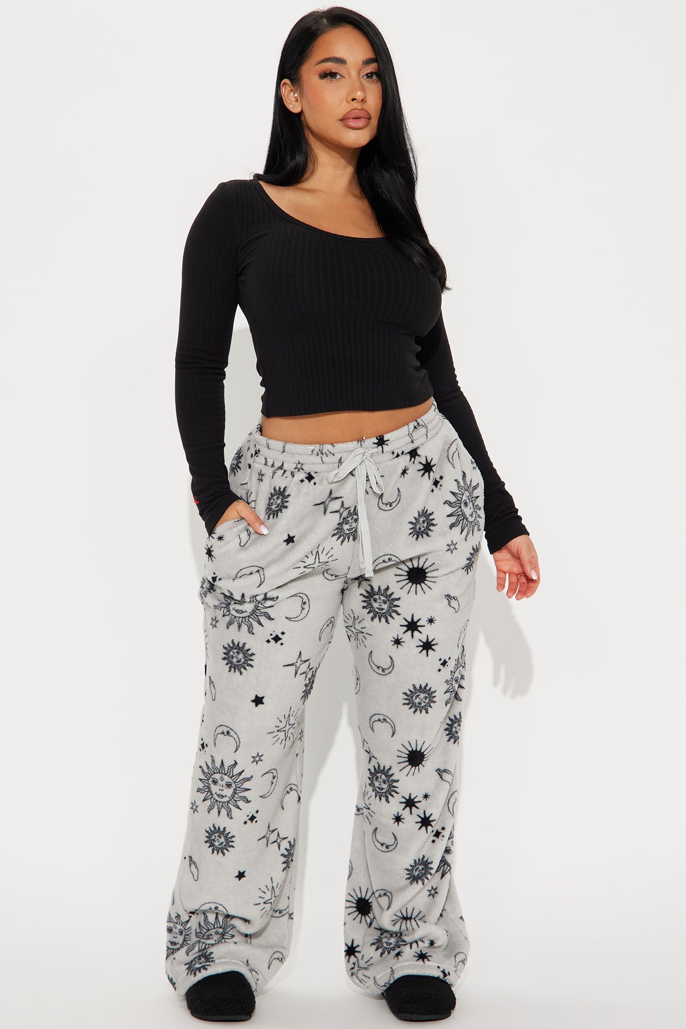 Look At The Sky Plush PJ Pant - Grey/combo
