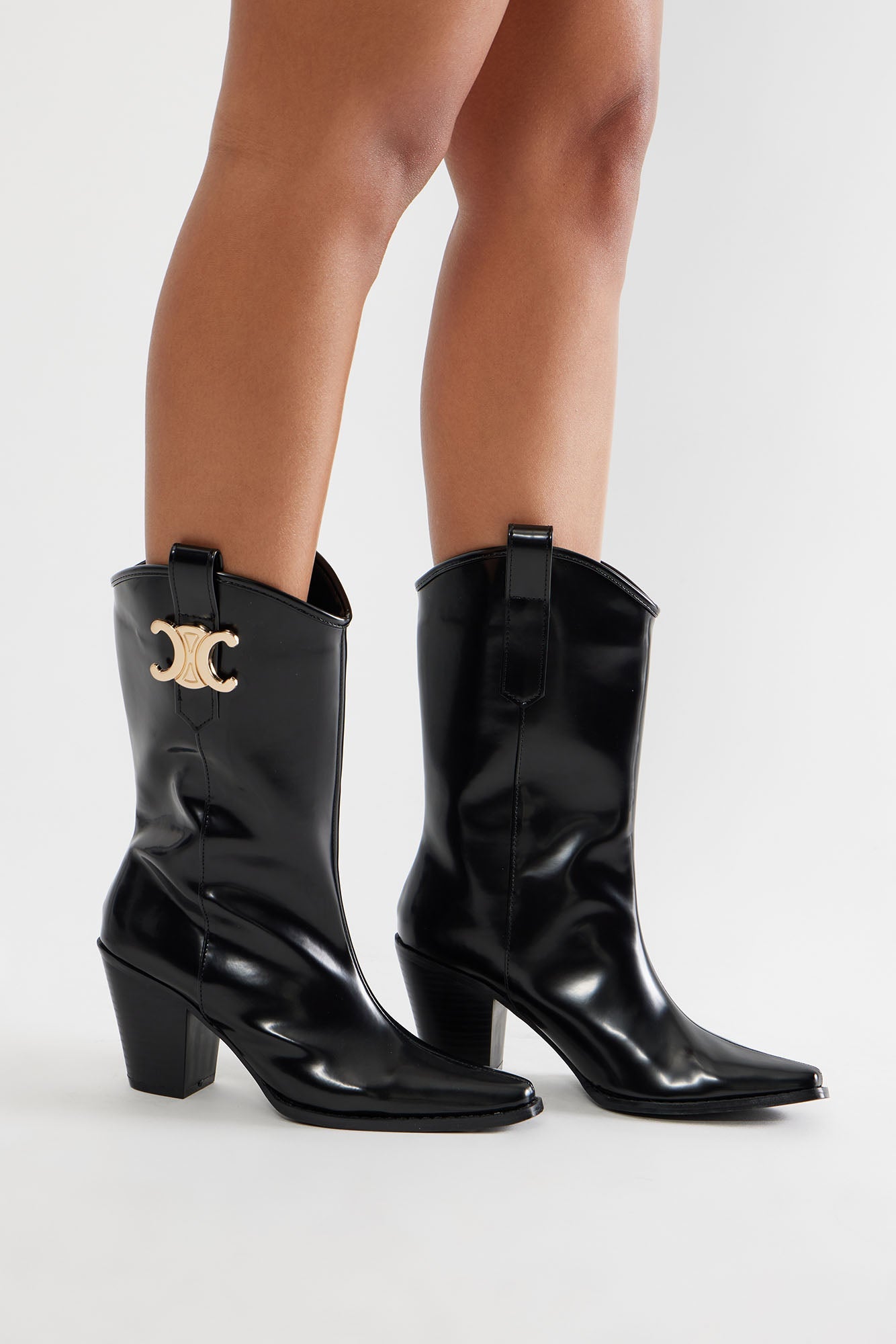 Clover Cowboy Boots - Black