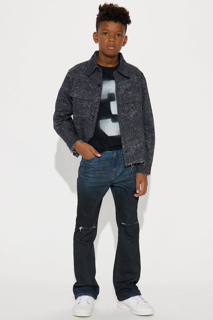 Mini Stacked Skinny Flare Vacancy Distressed Jean - Vintage Blue Wash