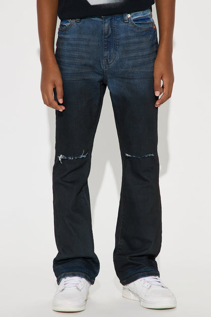 Mini Stacked Skinny Flare Vacancy Distressed Jean - Vintage Blue Wash
