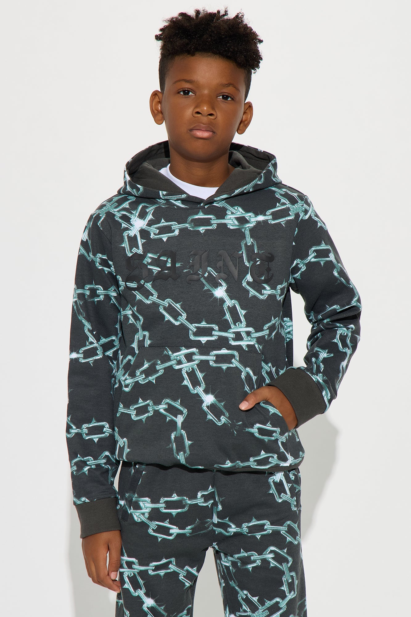 Mini Saint Printed Hoodie - Black/combo