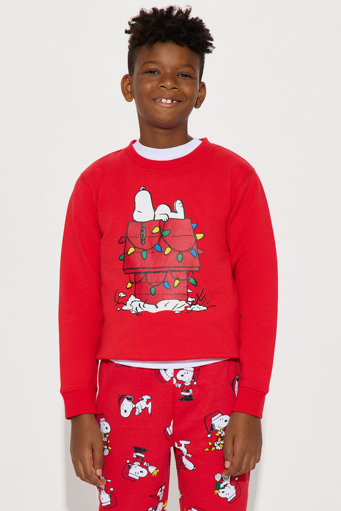 Mini Snoopy Merry Christmas Jogger Pant Set - Red