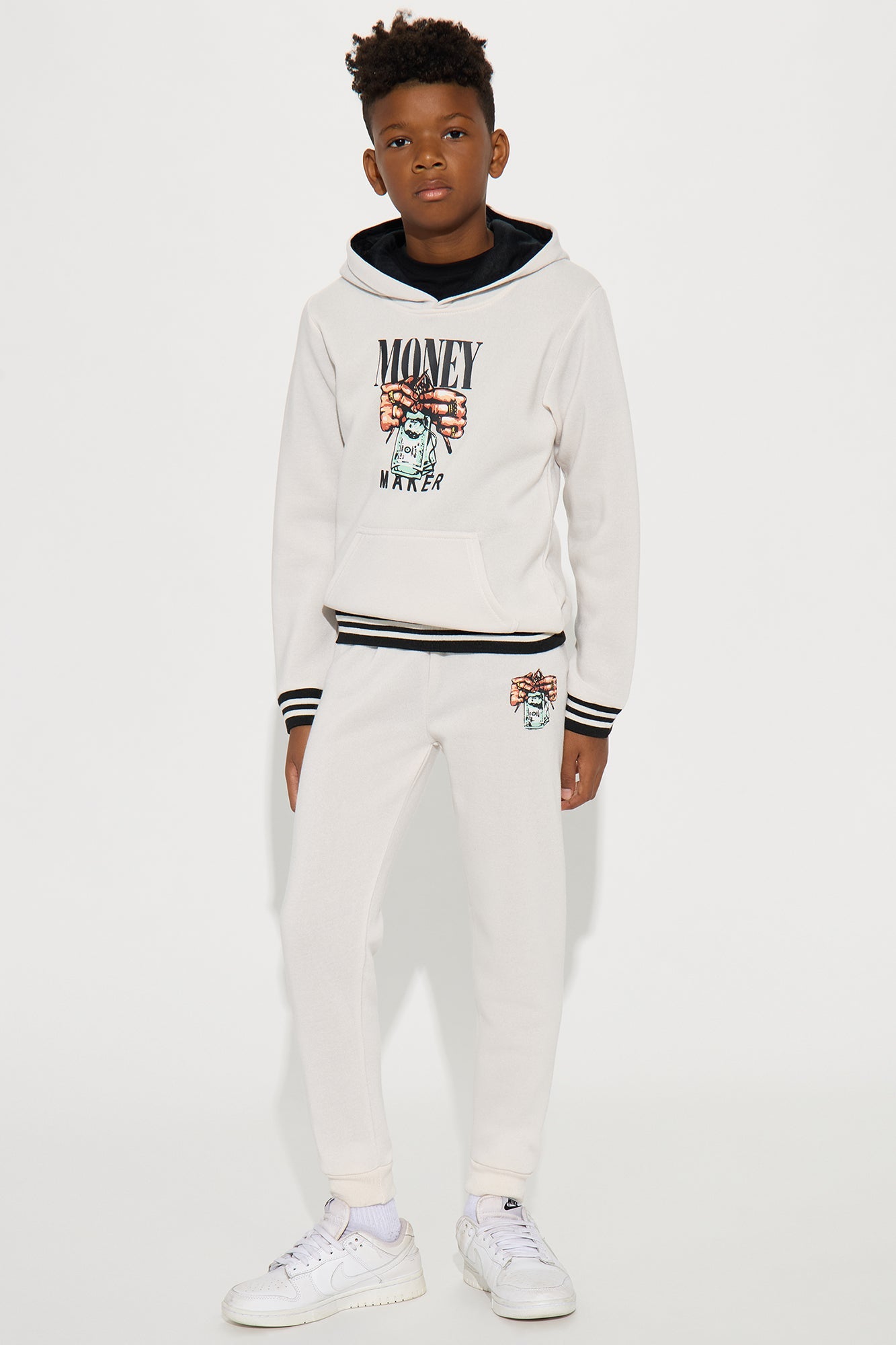 Mini Money Maker Hoodie and Jogger Pant Set - Sand