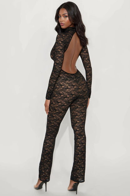 Loving Me Lace Jumpsuit - Black