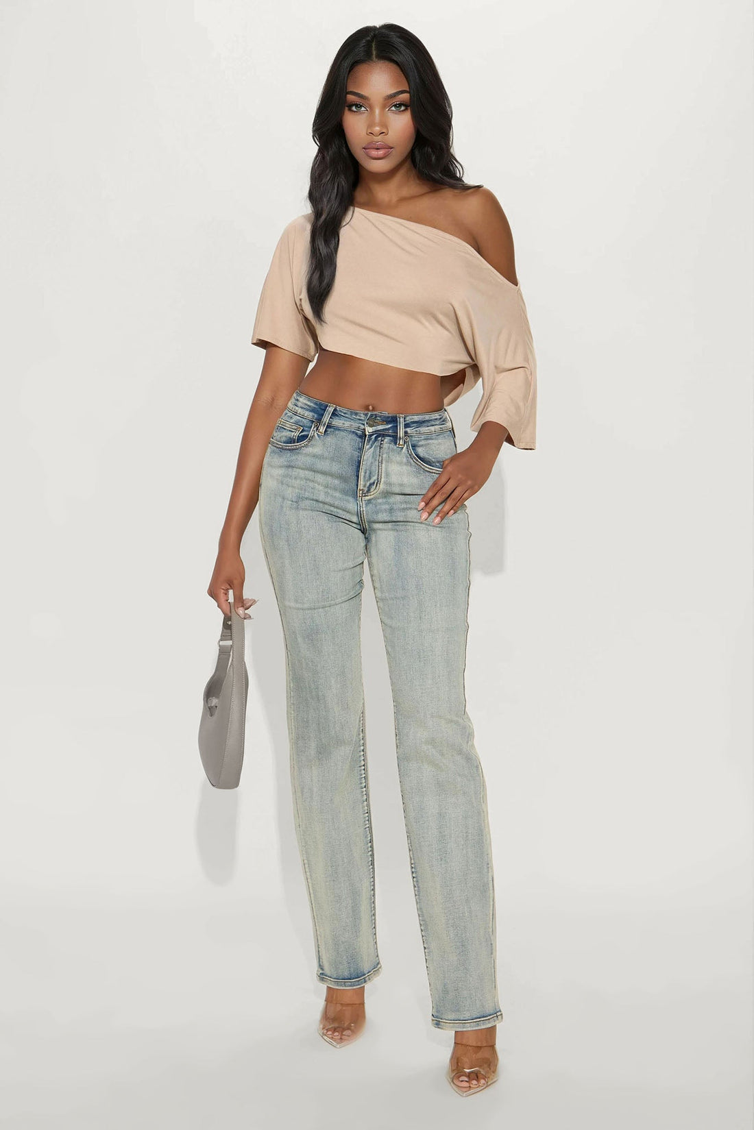 Tall Set The Scene Stretch Stacked Straight Leg Jeans - Vintage Wash