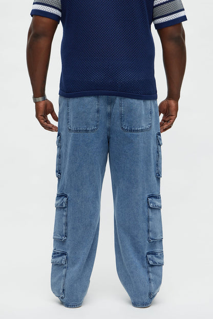 Baggy Cargo Three For Me Jean - Medium Wash