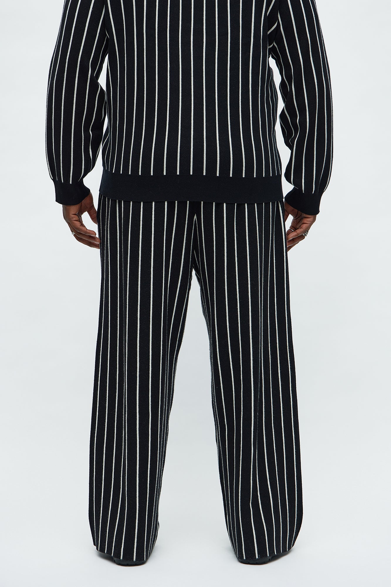 Straight Pinstripe Posh Sweater Knit Pant - Black/combo