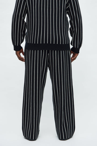 Straight Pinstripe Posh Sweater Knit Pant - Black/combo