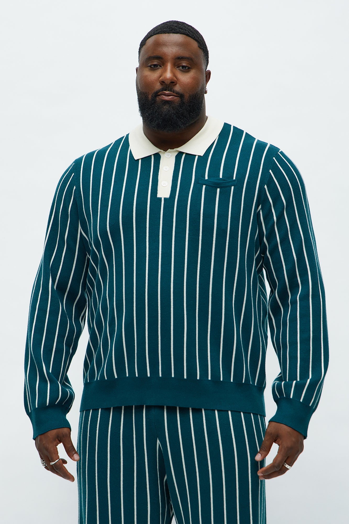 Pinstripe Posh Polo - Teal/combo