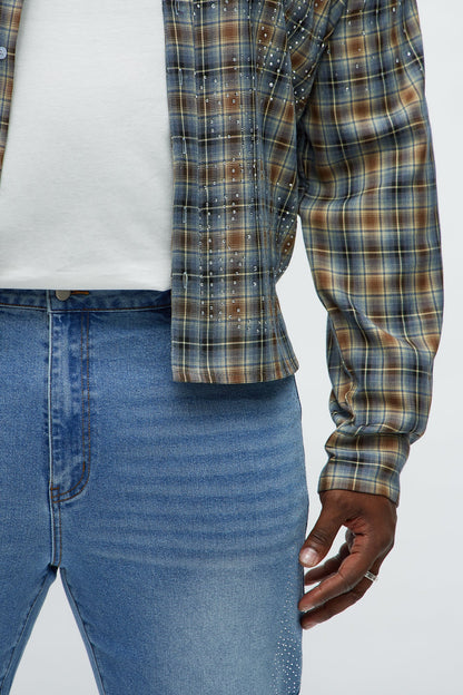 Stacked Skinny Flare Come With Me Jewel Jean - Light Wash