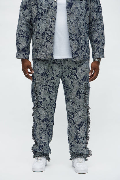 Straight Within The Roses Tapestry Cargo Pant - Navy/combo