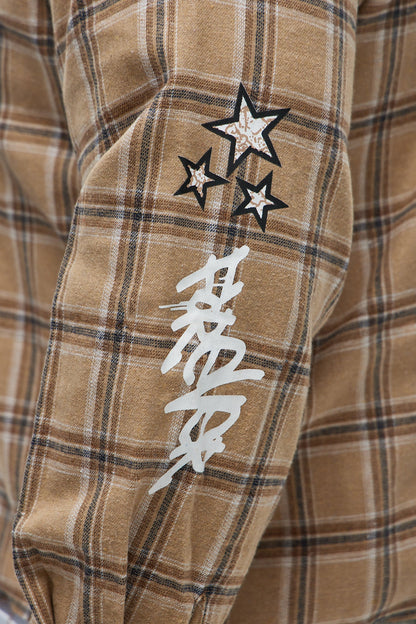 Revenge Woven Flannel - Taupe/combo