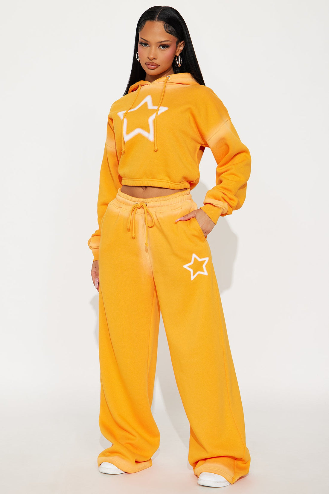 Shining Star Fleece Pant Set - Orange