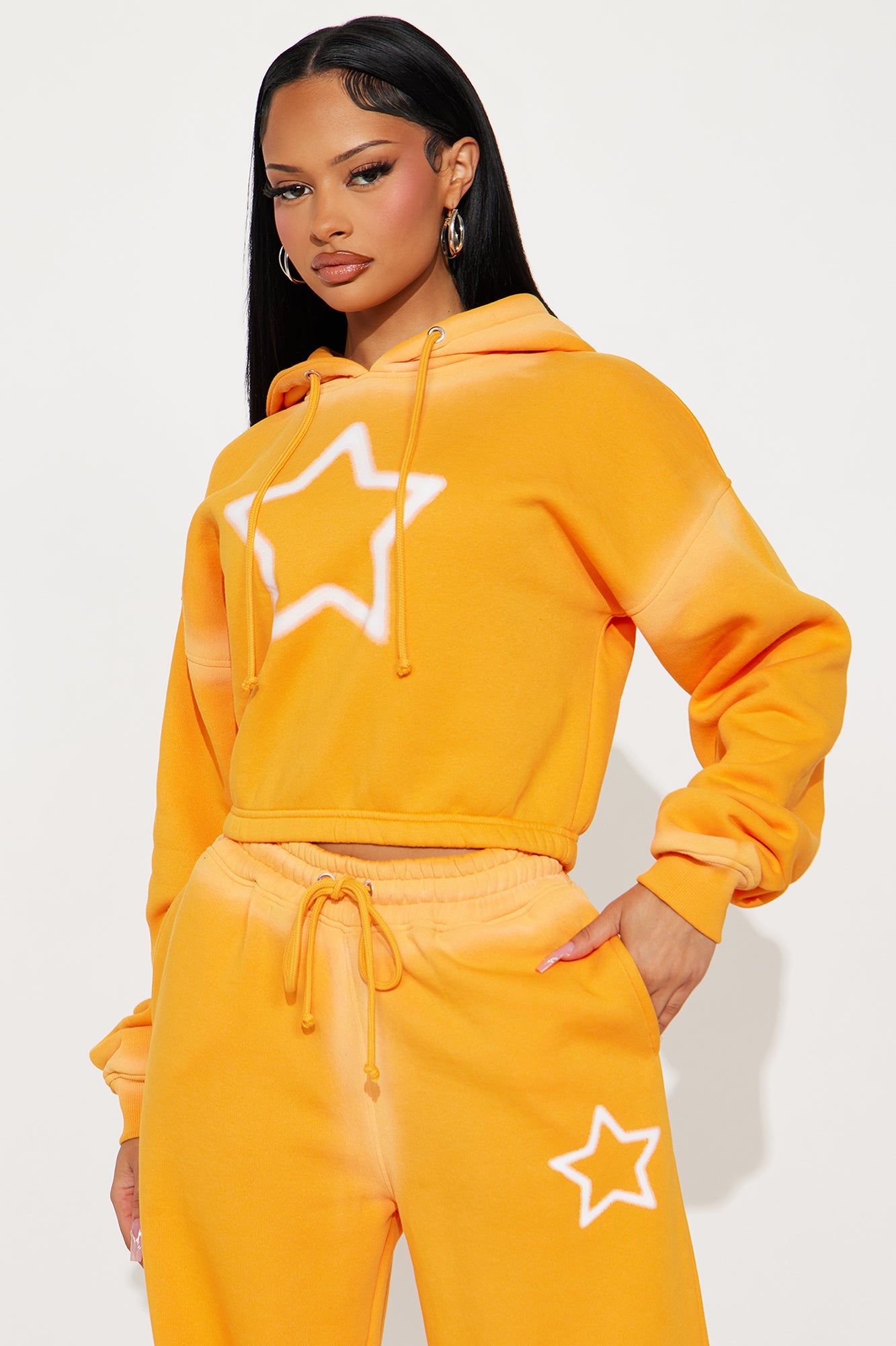 Shining Star Fleece Pant Set - Orange