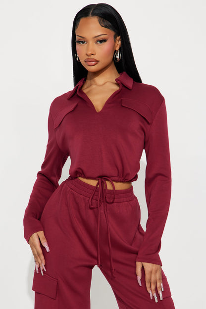 Casual Authority Scuba Cargo Pant Set - Burgundy