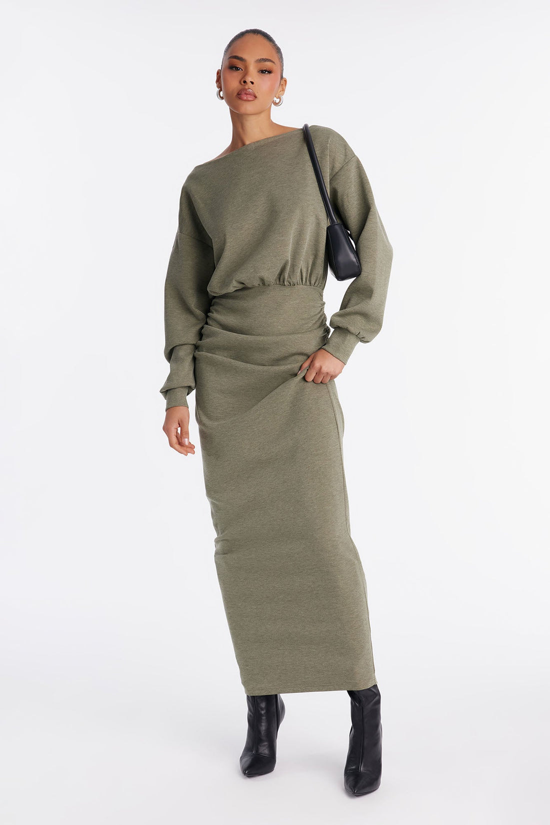 Casual Vibe Long Sleeve Maxi Dress - Olive