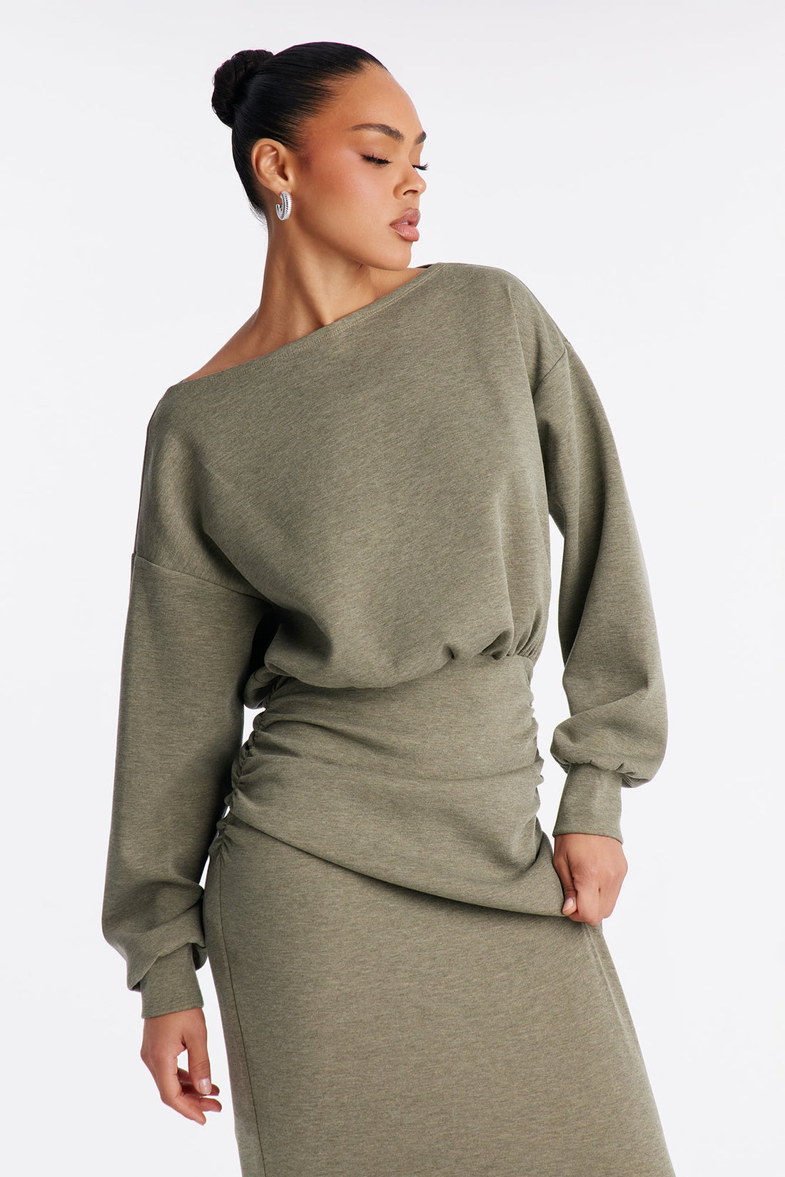 Casual Vibe Long Sleeve Maxi Dress - Olive