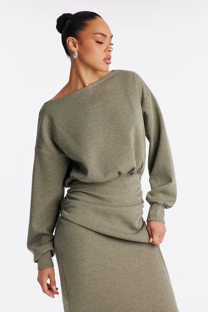 Casual Vibe Long Sleeve Maxi Dress - Olive