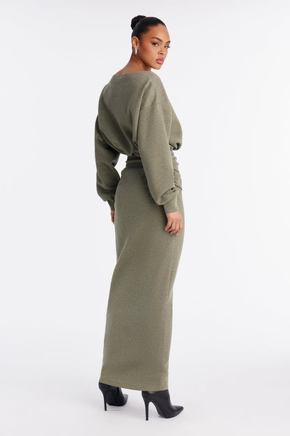 Casual Vibe Long Sleeve Maxi Dress - Olive