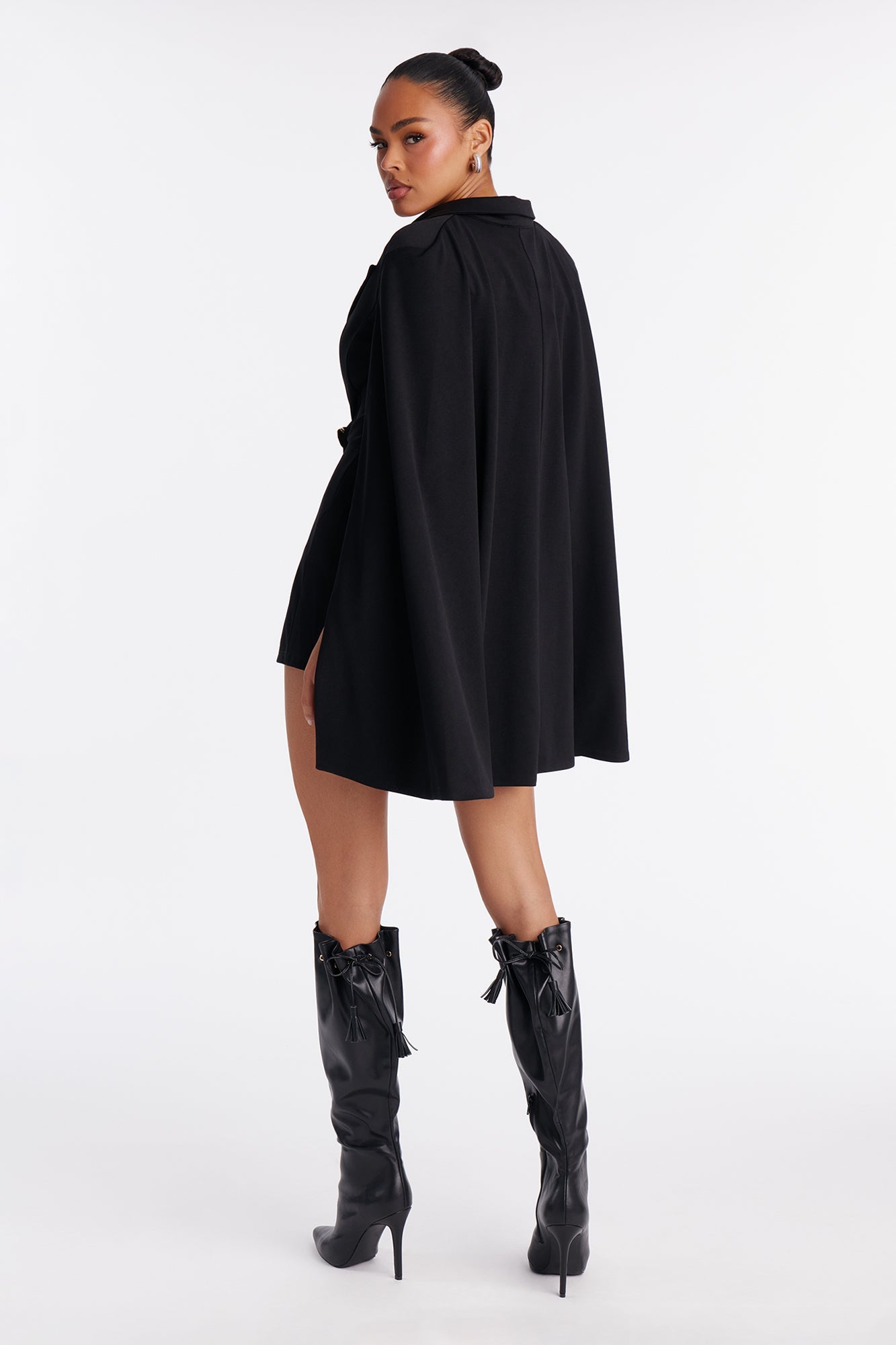 Hustler Empire Cape Sleeve Romper - Black