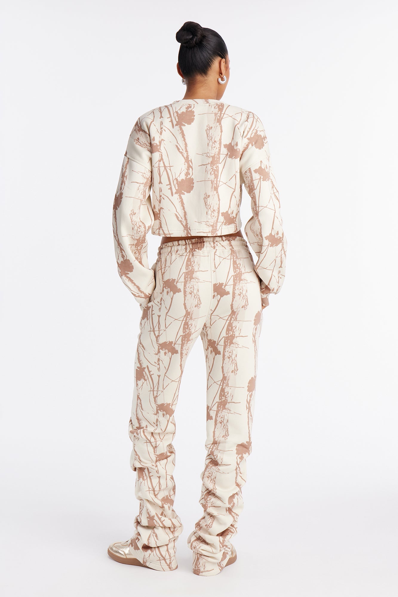 Dream On Camo Fleece Pant Set - Cream/combo