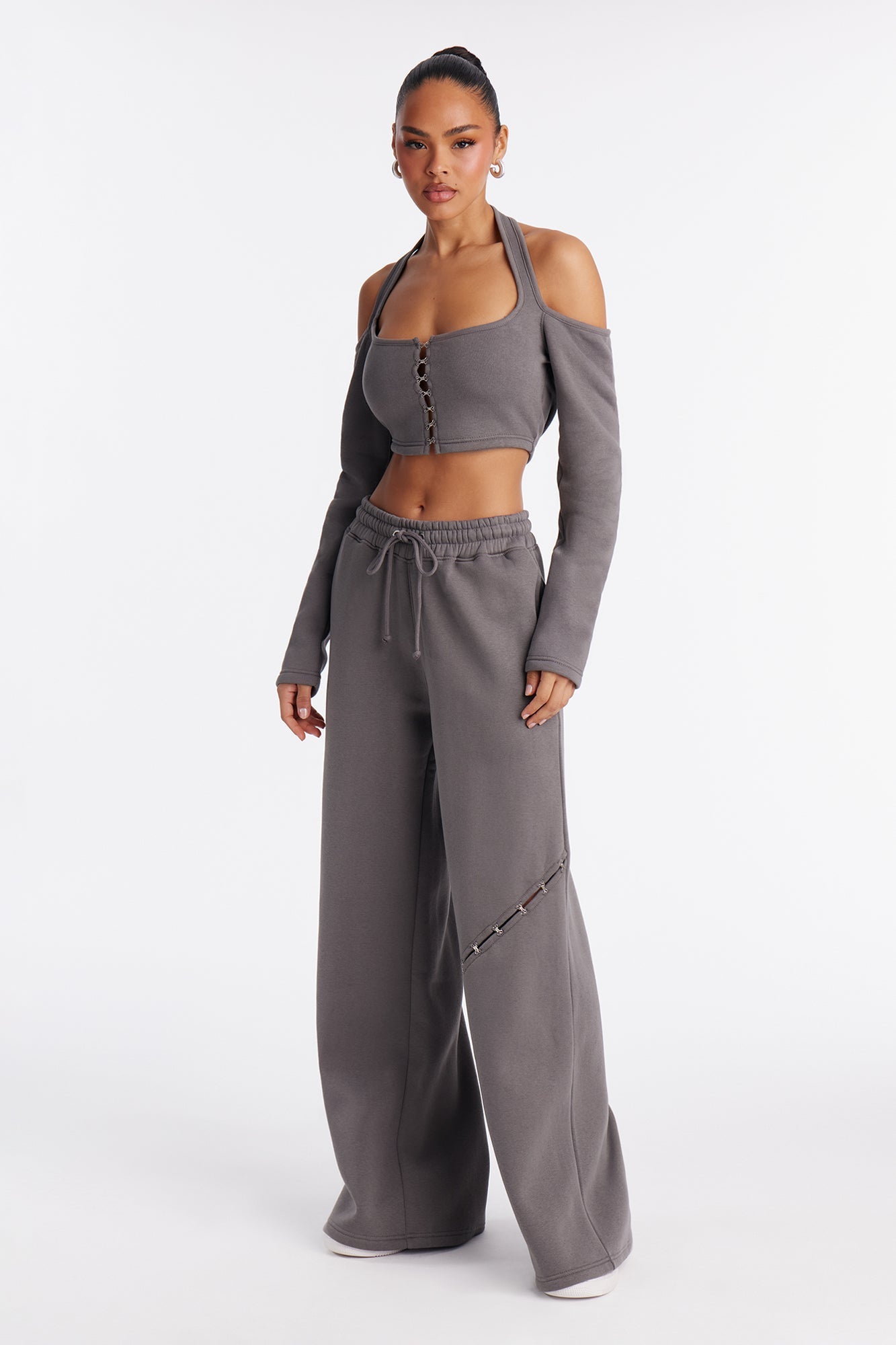Love Language Fleece Pant Set - Charcoal