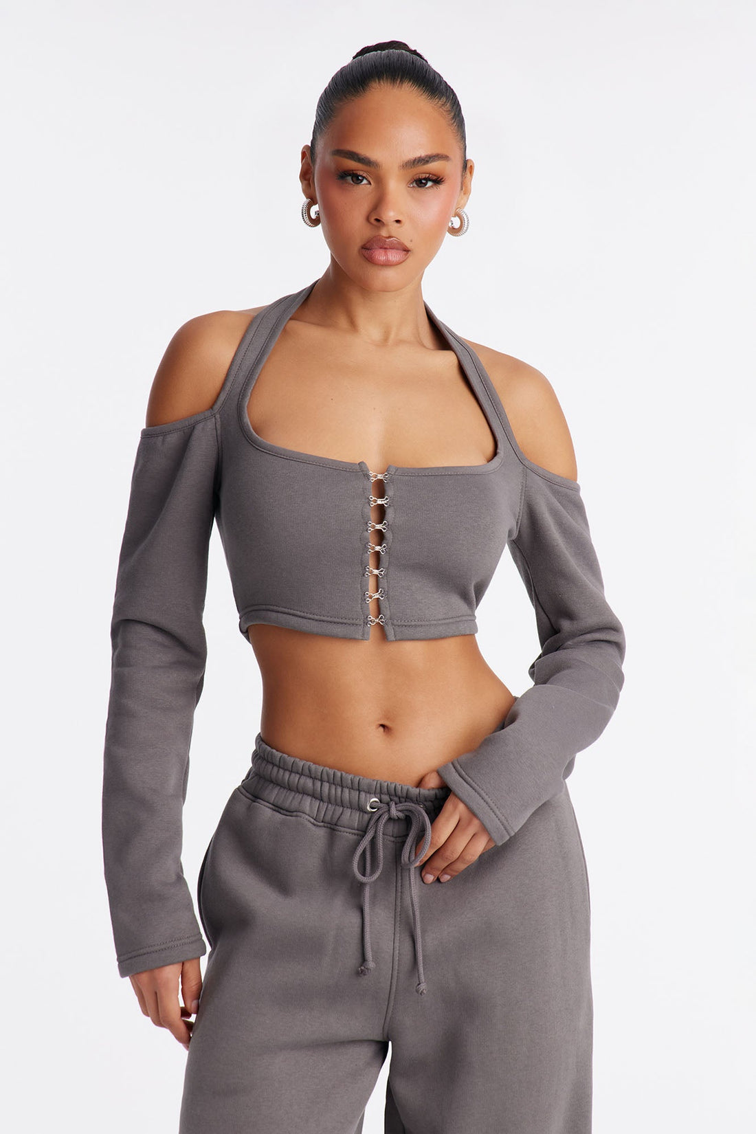 Love Language Fleece Pant Set - Charcoal