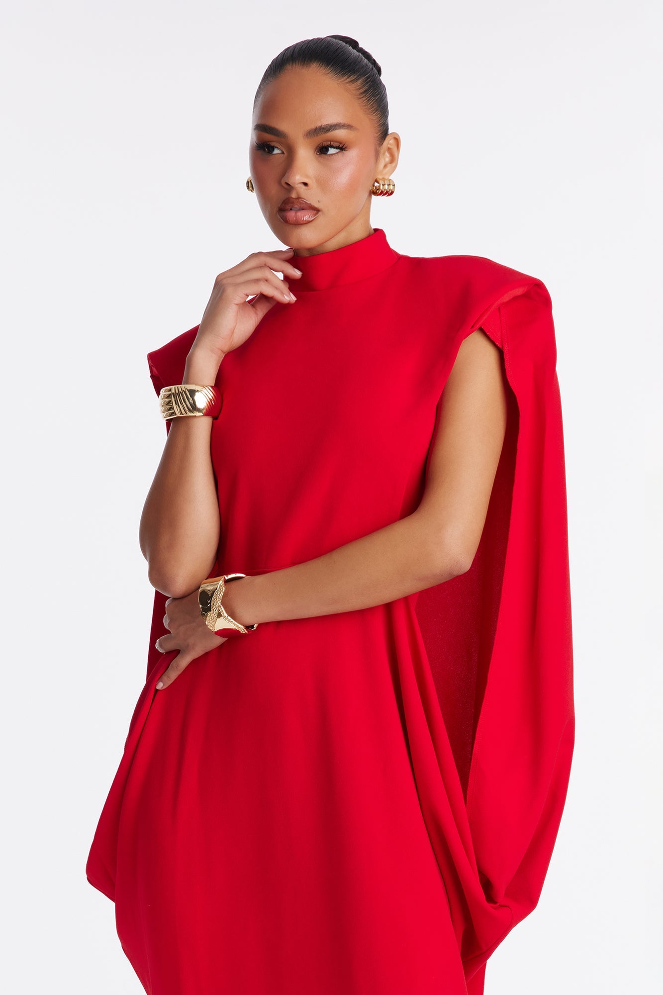 She Is Mother Sleeveless Crepe Knit Maxi Dress - Red