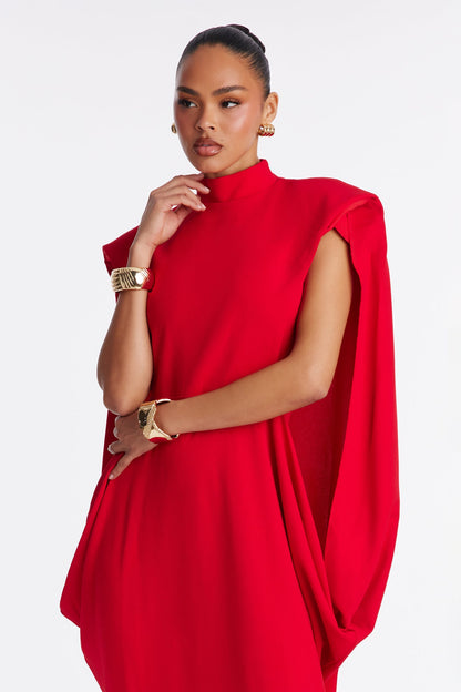 She Is Mother Sleeveless Crepe Knit Maxi Dress - Red
