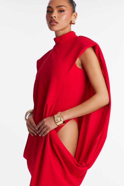 She Is Mother Sleeveless Crepe Knit Maxi Dress - Red